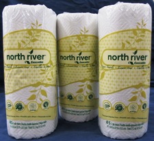 3 Rolls of paper towels in North River brand wrapping